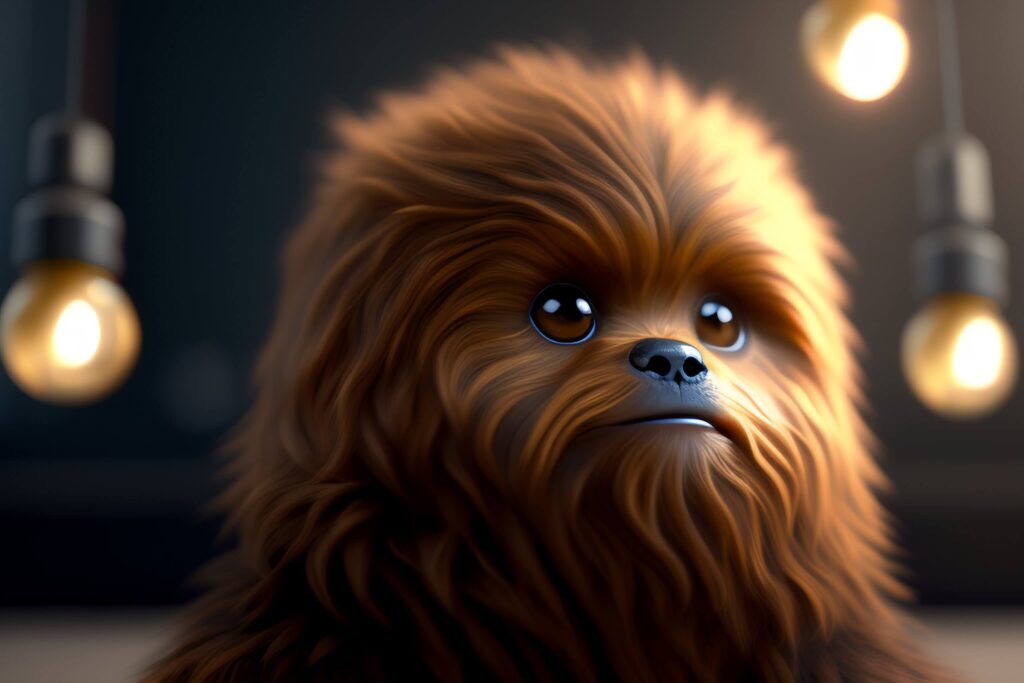 Baby chewbacca, render, rembrandt, cgsociety, artstation trending, highly detailed 2