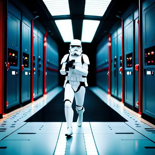 Imagen de un stormtrooper "upscaled"