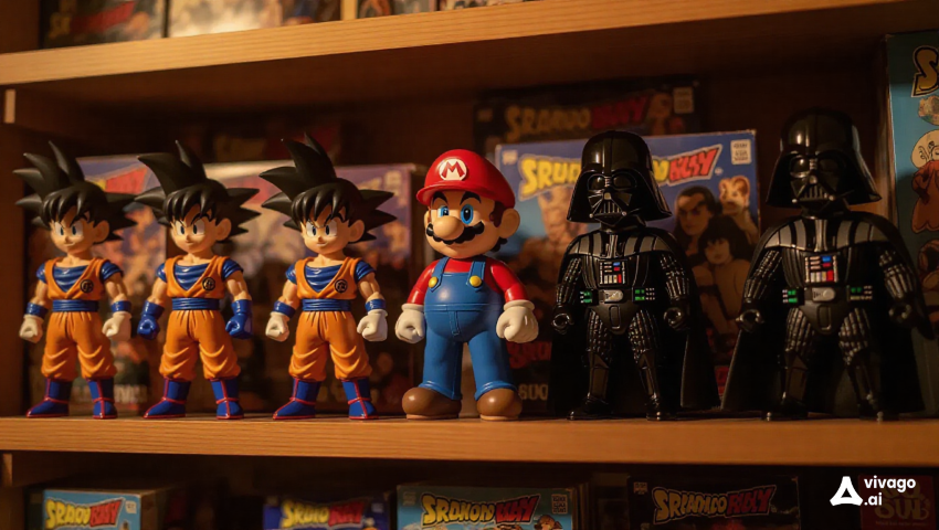 estantería con figuras de colección